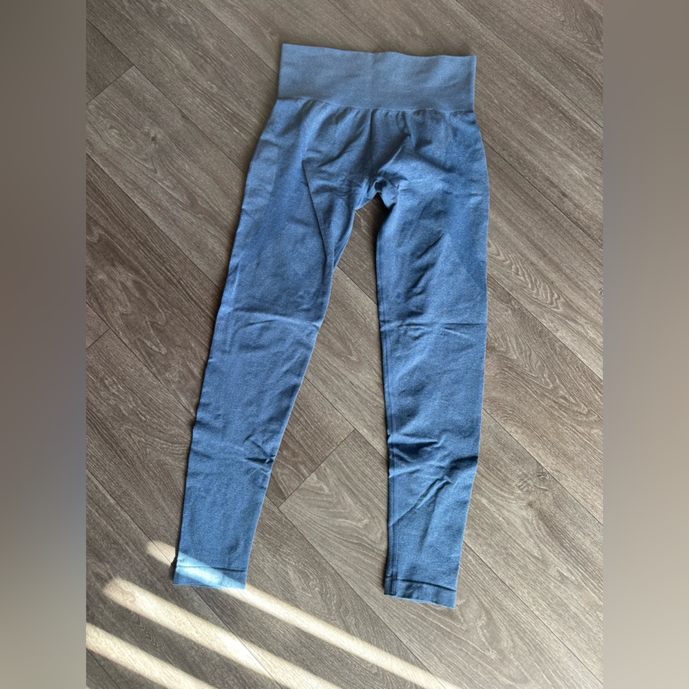 Women's High-Waisted Blue Leggings w Contour